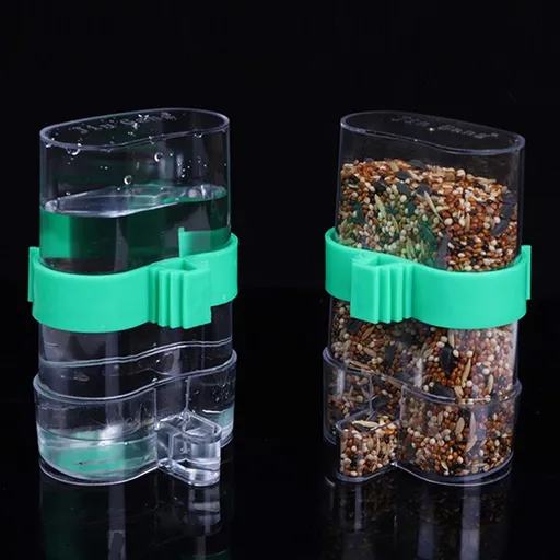 [2 Pack] Automatic Bird Water Dispenser for Cage, Birds Clear Dispenser Food Feeder, Plastic Fruit Vegetable Feeder