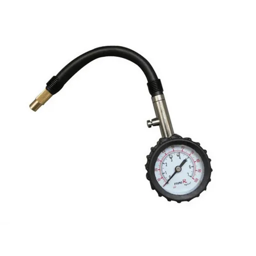 Black High Precision Mechanical Tyre Pressure Gauge - Durable Stainless Steel & Rubber Construction, Long Flexible Hose, Pressure Release & Zeroing Valve, 0-100 PSI Dial for Car, SUV, Motorcycle, Van