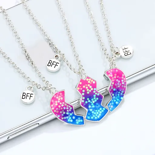 2-3Pcs Cute Half Broken Heart Koala Panda Engraved BFF Pendant Necklace for Best Friend Women Girl Men Boy Lovely Love