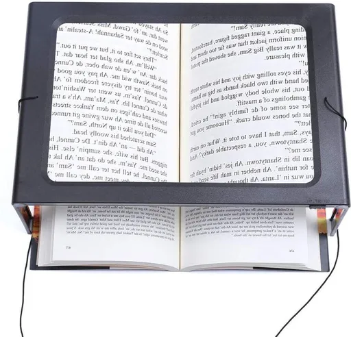 Table Magnifying Glass with 4 LED Lights, 3 Fold for Visually Impaired, 27.5 x 20.5 x 10.5 cm