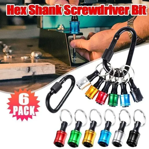 6PCS Hex Shank Screwdriver Bit Holder Extension Bar Driver Keyring