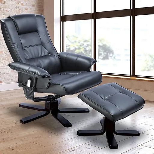 Massage Recliner Chair with Footrest PU Leather Black