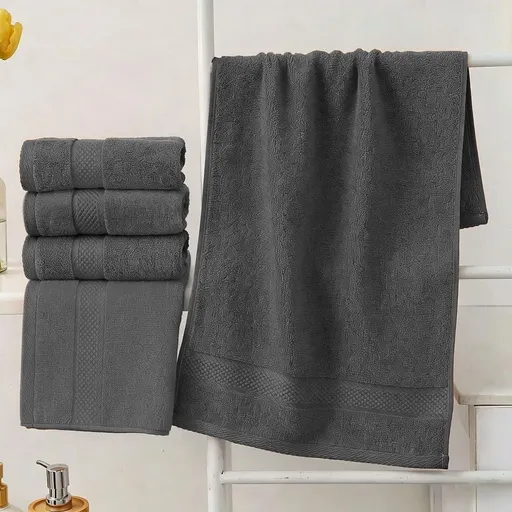 Solid Color Cotton Towel Set of 5 Soft Absorbent Quick Dry Face Hand Towel Multipurpose Washcloth for Home Bathroom Daily Use