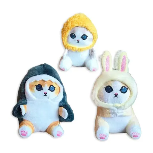 Fried Shrimp Cat Plush Toy Cute Cat Stuffed Animal Plushies Doll, Soft Stuffed Shrimp Kitten Pillow Christmas Birthday Gifts（3pcs）