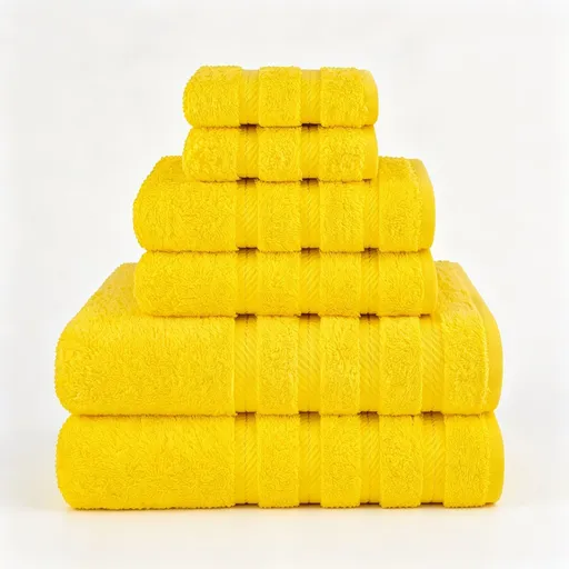 Bright Yellow 34x34cm Pure Cotton Towel | Christmas Lively Household Gift | Soft Square Face Towel For Home