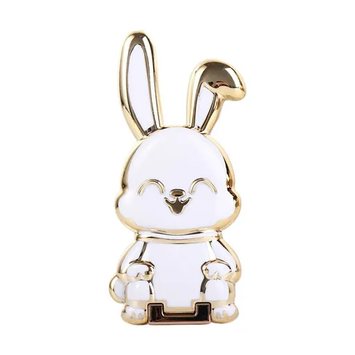 Rabbit Ring Bracket Mobile Phone Holder Cartoon Adhesive Pull Rod Support Back Sticker Pad Cellular Support Phone Stand(White)