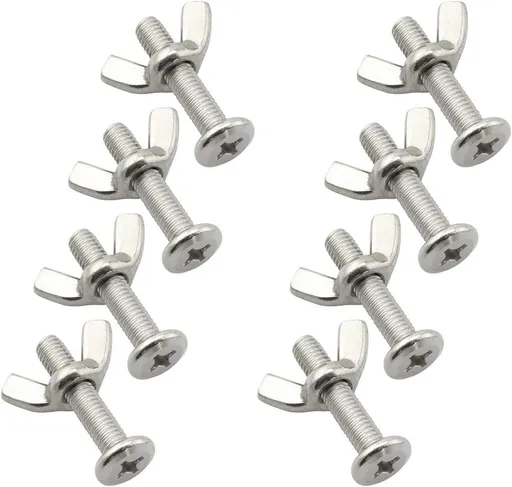 10PCS Stainless Steel Large Flat Head Screws M6x30 1/4 x 1-1/4 Sidewalk Bolts with 10 Wing Nuts