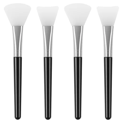 4PCS Silicone Face Mask Brush Applicator, Flexible Silicone Brush for Face for Mud, Clay, DIY Mask, Body Lotion, BB Cream (Black)