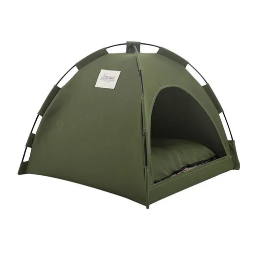 Green Premium Portable Pet Tent Bed with Cooling Mat, Breathable Foldable Indoor Outdoor Dog Cat House Summer Shelter, Size S