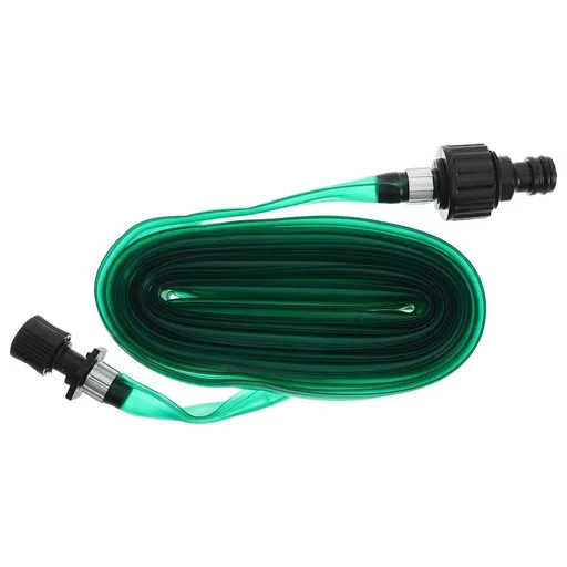 Flat Water Hose Weather Resistant 15 Foot Green PVC for Garden Use with Smooth Inner Wall and Leakproof Connectors