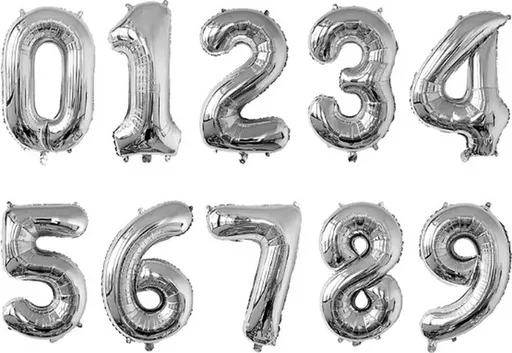 Silver Number 0 Foil Balloon, 70 cm
