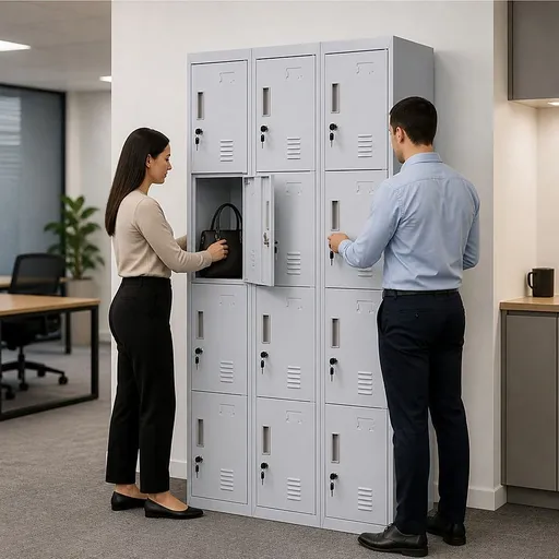 12-Door Steel Locker – Grey, Standard Lock with 2 Keys