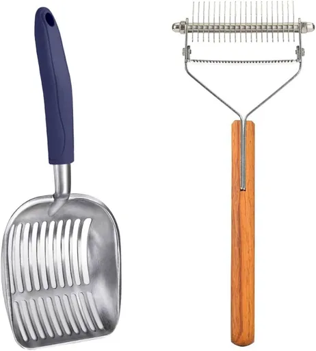 Litter Shovel & Dual-Sided Pet Grooming Comb Set