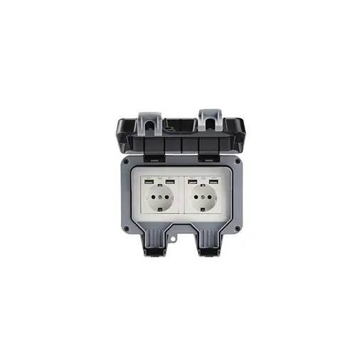 Outdoor Double Wall Socket With Usb Waterproof Heavy Duty Electrical Outlet With Wall Box (Double)