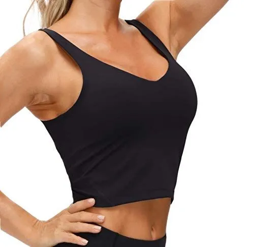 Low-Impact Active Crop Tank for Yoga, Gym, Workout, and Daily Fitness Activities, XXXL (Black)
