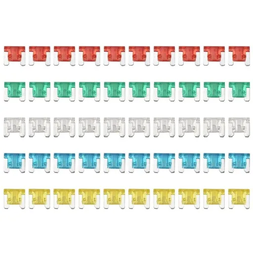 50pc Slim Low Profile Mini Blade Fuse ATT Car Truck RV 10/15/20/25/30AMP Set