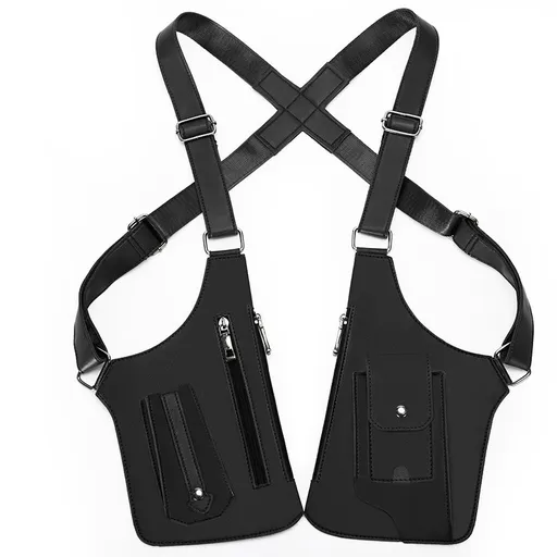 Black Urban Tactical Anti-Theft Shoulder Holster Bag - Secure Multi-Pocket Chest Rig for Men