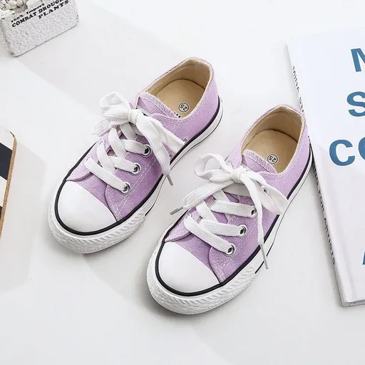 OPOEE Kids Canvas Shoes Low Top Lace Up Purple 28