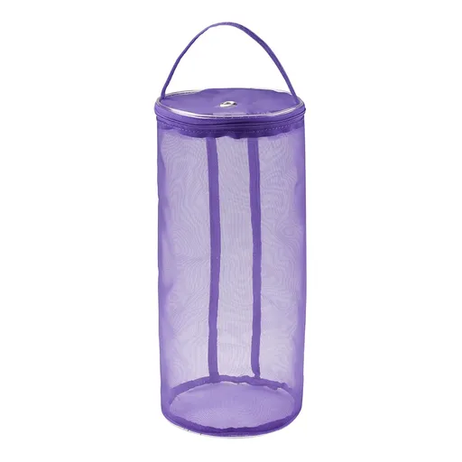 Mesh Knitting Bag Portable Yarn Wool Storage Bag for Carry Yarn Ball, Crochet Kits, Sewing Accessories (Purple)