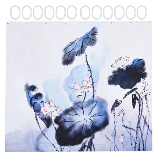 Blackout Curtain Waterproof Flower Printing Shower Curtain with Hooks for Bathroom Bedroom Living Room Study150x180cm