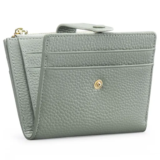 Women's Wallet RFID Blocking Small Leather Zipper Pocket Card Case Purse 11.7x9cm Grayish Green