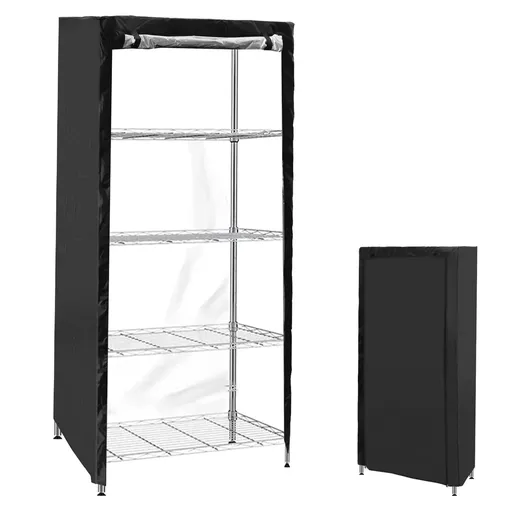 Wire Shelving Unit Cover, Waterproof Dustproof 210D Zipper Rack Cover, Black 36 x 18 x 72 In