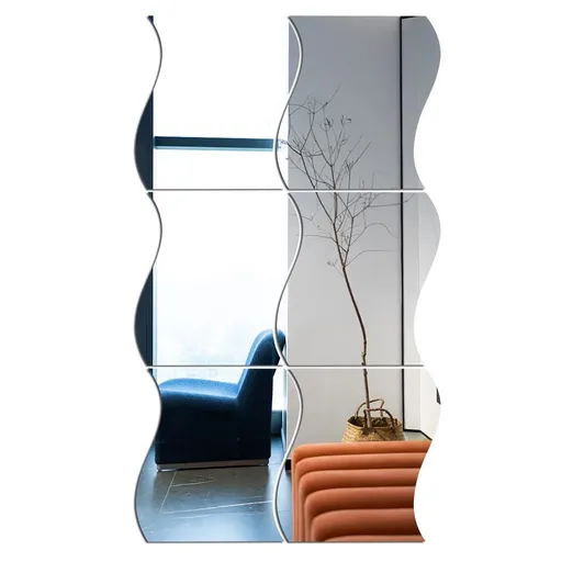 Full body Wall Mirrors, 4pcs 3.9*4.7Removable Acrylic Plexiglass Wall-Mounted Frameless Mirror Wardrobe Full BodyLarge Mirror