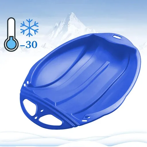 Round Snow Sled Disc, durable PP plastic sand slider and winter ski pad with non slip deep seat for snow grass and sand, Blue, supports up to 100 kg
