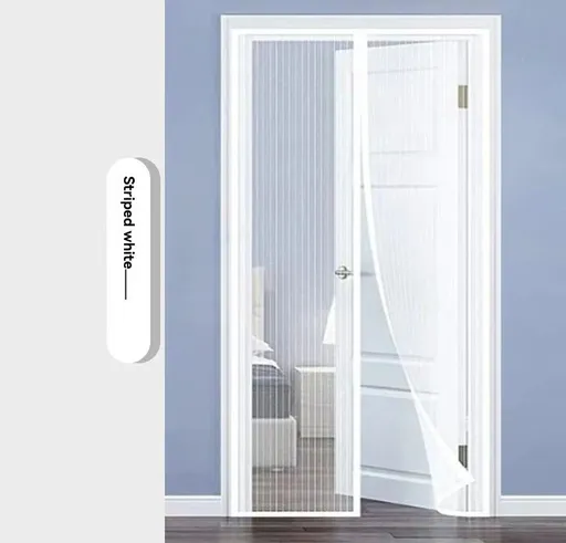 Magnetic Screen Door Self-Sealing Mesh Curtain Heavy-Duty Screen Door Insect - White - Size 120-210cm