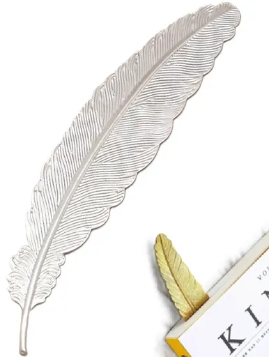 Feather Shaped Bookmark | Bookmark | Bookmark | Metal | 11.4 cm | Silver