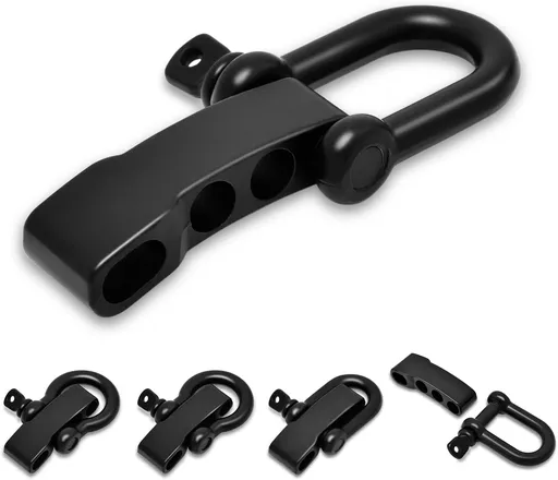 CooBigo 4pcs Paracord Bracelet Shackle Buckle, Metal Survival Bracelet Bow Anchor + D Ring Shackle Clasp Adjustable Screw Pin, Paracord Cord Rope Type III 7 Strand Parachute 550 Cord Bracelet