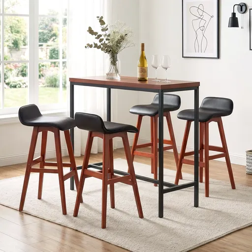 Artiss 5Pcs Bar Table and Stools Set Dining Desk Kitchen Chairs Cafe Pub Wood
