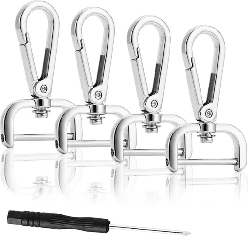 4pcs Detachable Snap Hook Swivel Clasp with Screw Bag Leather Strap Hardware Replacement,Silver5/8