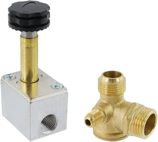 Electric Solenoid Air Valve Body 1.5KW Aluminum Power-Off Vent Exhaust Valves Body with 3 Way Valve for Air Compresspor