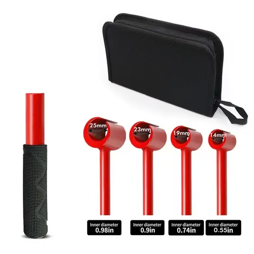 4-in-1 Hinge Gap Adjustment Wrench Set with Interchangeable Socket Heads for Fixing Door Sag, Misalignment, and Uneven Gaps in Home and Commercial Settings (14/19/25/23mm Sockets(Red))