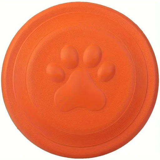 Soft Durable Dog Frisbee for Fetch, Tug, and Water Play – Non-Toxic Rubber Flying Disc with Paw Print Design, Perfect for Outdoor Training, Beach, and Pool Fun with Large, Medium, and Small Breeds (L, Orange)