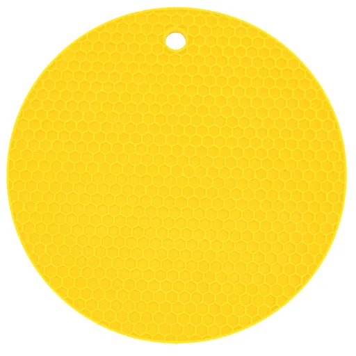 Round Shape Mat Food Grade Thickened Silicone Placemat Insulation Pad Microwave Oven MatYellow