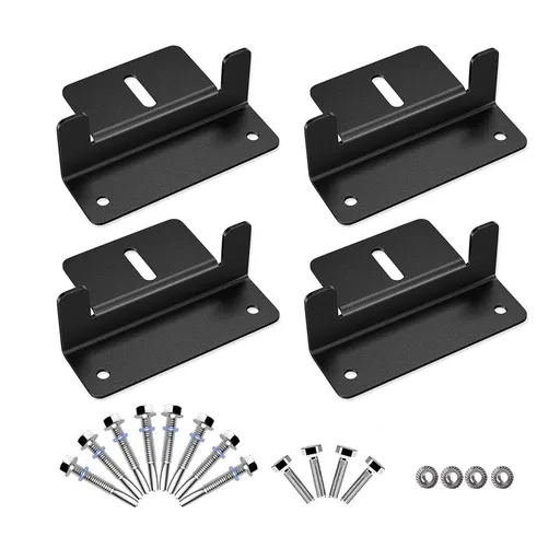 Black Solar Panel Z Bracket Mount - Lightweight Anodized Aluminum Mounting Brackets for RVs, Trailers, Vans, Campers - Set of 4