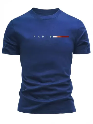 Men'S T-Shirt Lightweight T-Shirt Crew Neck T-Shirt Quick Dry T-Shirt Paris - Blue - Size XL