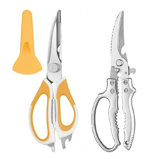 2-Pack Kitchen Scissors Set, Heavy Duty Chicken Bone Shears & Detachable Kitchen Shears, 3Cr13 Stainless Steel & Magnetic Sheath - Yellow