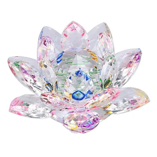 Lotus Mini Feng Shui Glass Doll Crafts Paper Home Decoration Accessories Gift Crafts Chinese Lotus Ornament