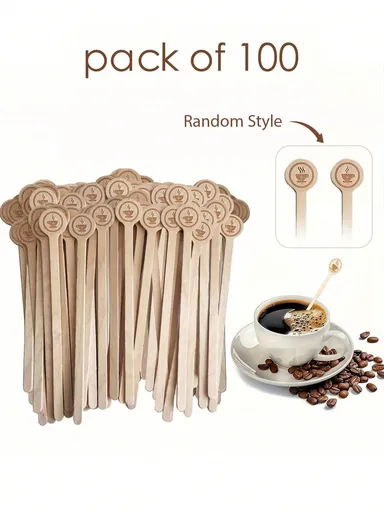 100Pcs Wooden Coffee Stirrers - 5.9" Disposable Coffee Stir Sticks For Coffee, Cocktails, Beverages - Smooth Ends Design - Ideal Coffee Bar Accessories