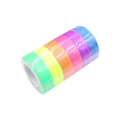 UV Blacklight Reactive Fluorescent Cloth Tape Glow in The Dark Neon Tape Birthday Christmas Party Supplies.Each roll is 0.6 inch x 16.5 ft (6-Pack)