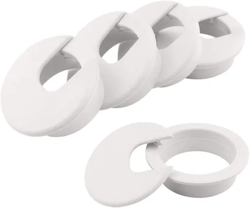 2" White Desk Grommet, Plastic Wire Organizers, Computer Cable Hole Cover Plug Cap Insert(5 Pack)