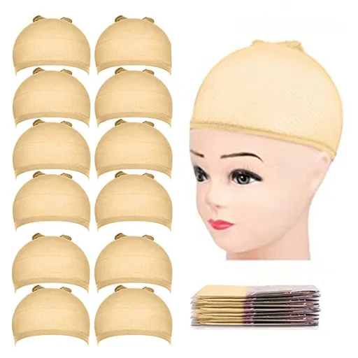 Hair Mesh Wig Hair Net Stocking Wig Caps for Women 12 Pack Dark Blonde