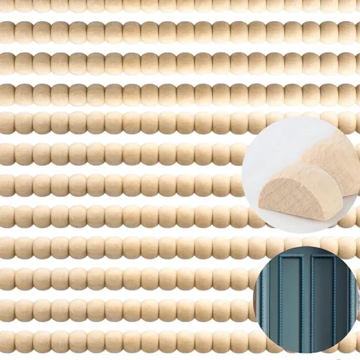 12pcs Bobbin Trim Wood Molding,15.75 inch Unfinished Wood Molding for Window,Wooden Door Trim,Decorative Beaded Wood Trim for Home,Wall,Shelf Door