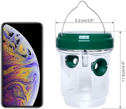 2 Pack Solar Wasp Traps Solar Powered Wasp Killer Hanging with UV LED Light Reusable Bee Trap Catcher Outdoor for Hornets