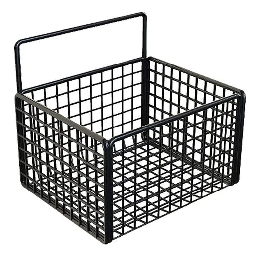 Wall Mounted Storage Basket No Drilling Adhesive Metal Wire Hanging Basket for Kitchen Food Pantry Bathroom Organization Black