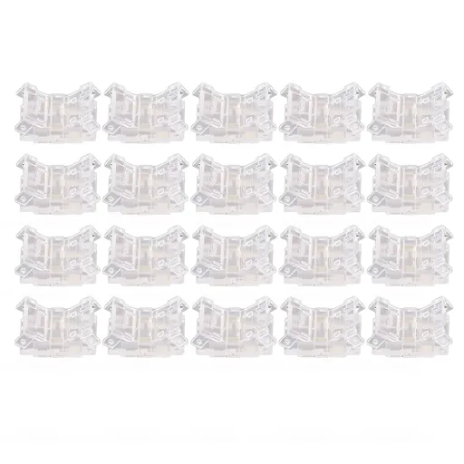 20PCS LED Strip to Wire Connector 2 Pin Transparent Solderless Gapless LED Adapter Connectors