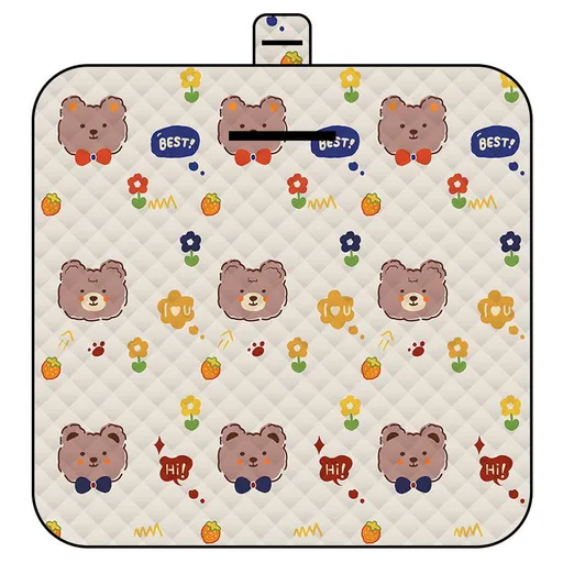 Cute Bow Tie Bear Thick Waterproof Foldable Picnic Mat - 150x200cm for Camping & Beach